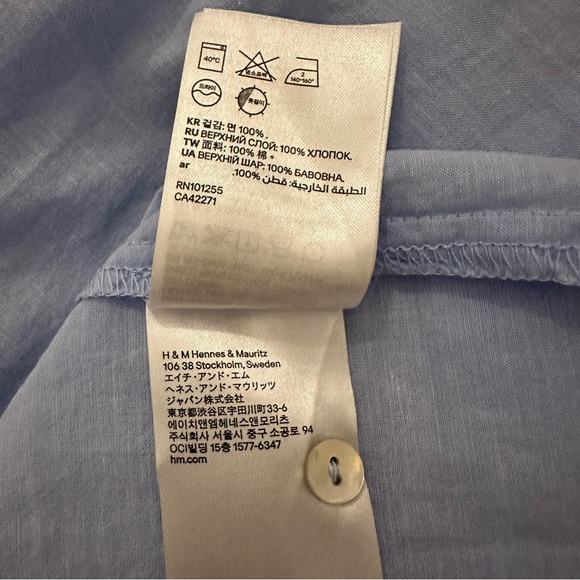 H&M Blouse in woven cotton fabric wide sleeves Collar wrapover V-Neck Size 8 - Picture 15 of 16